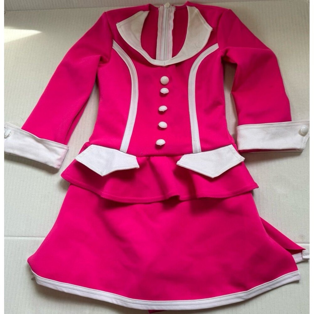 Pink Flight Attendant​/​Waitress Vintage Barbie Girls Halloween Costume Small 5